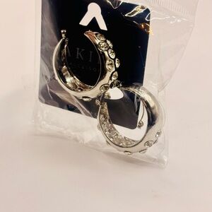 Akira Silver Hoop Earrings with Rhinestones